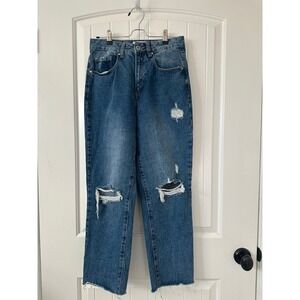 Cotton On Distressed Straight Leg Blue Jeans‎ Size 4